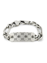 Gucci GG Sterling Silver Engraved Bee Identity Bracelet YBA728264001