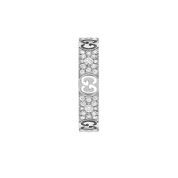 Gucci Icon 18ct White Gold Diamond Stardust Band Ring D