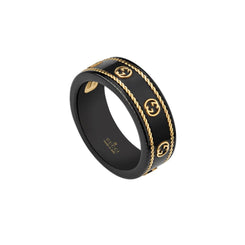 Gucci Icon 18ct Yellow Gold Interlocking G Band Ring YBC606826001