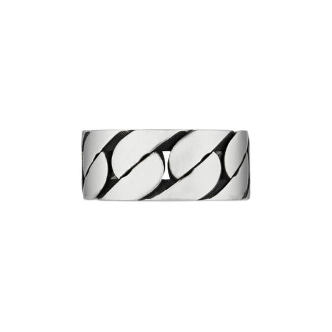 Gucci Interlocking Sterling Silver 8mm Wide Band Ring D