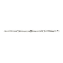 Gucci Interlocking Sterling Silver Black Enamel Chain Bracelet D