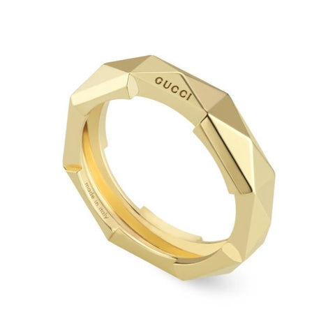 Gucci Link to Love 18ct Yellow Gold 5mm Studded Ring YBC662188001