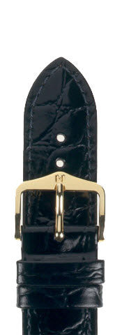 Hirsch Strap Crocograin Black Medium 20mm 