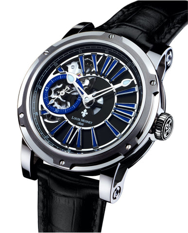 Louis Moinet Watch Metropolis Blue Black Limited Edition LM-45.10.50