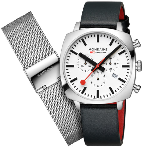 Mondaine Official Swiss Railways Cushion Set Watch