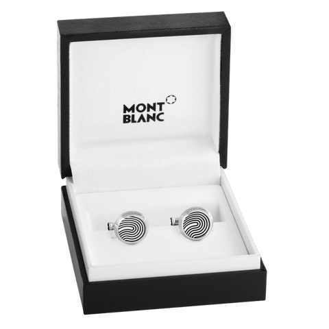 Montblanc Cufflinks Round Fingerprint Patterned Inlay D