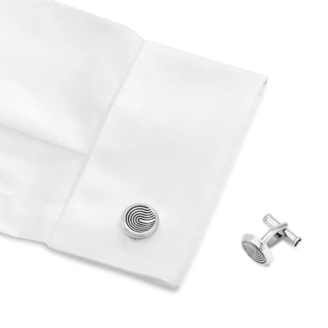 Montblanc Cufflinks Round Fingerprint Patterned Inlay D