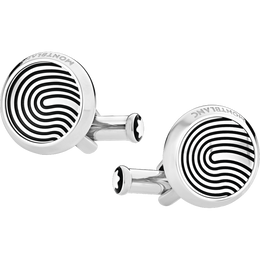Montblanc Cufflinks Round Fingerprint Patterned Inlay 123800