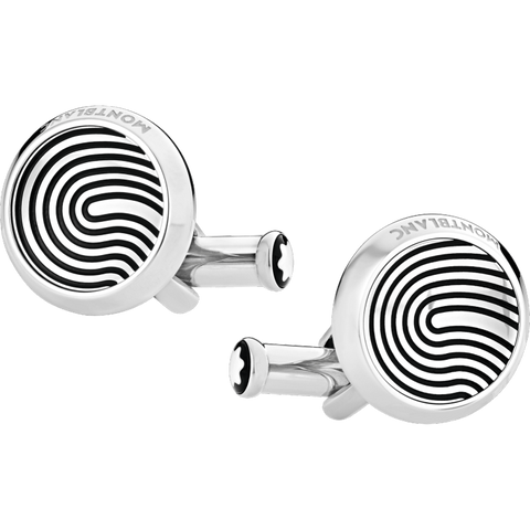 Montblanc Cufflinks Round Fingerprint Patterned Inlay 123800