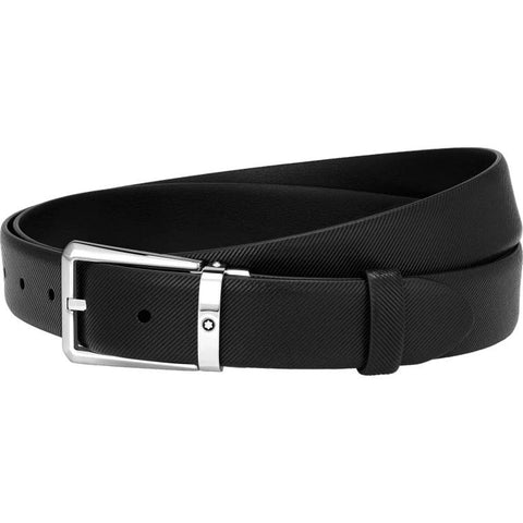 Montblanc Belt Trapeze Shiny Palladium Coated Pin Buckle Black 123896