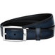 Montblanc Belt Rectangular Shiny Palladium Coated Pin Buckle Black Blue 123899