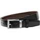 Montblanc Belt Rectangular Roll 3 Rings Motif Shiny And Mat Stainless Steel Pin Buckle Black Brown 114427
