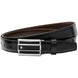 Montblanc Belt Rectangular Cut Out 3 Rings Motif Black Leather And Stainless Steel Plate Buckle Black Brown 114423