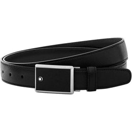 Montblanc Belt Rectangular Framed Black Saffiano Printed Leather And Stainless Steel Plate Buckle Black 114421
