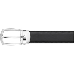 Montblanc Belt Horseshoe Oblong Shiny Palladium Coated Pin Buckle Black Brown 112960