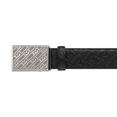 Montblanc Belt 35mm Embossed Leather Black D