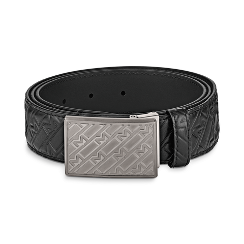 Montblanc Belt 35mm Embossed Leather Black D