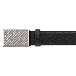 Montblanc Belt 35mm Embossed Leather Black 129451.