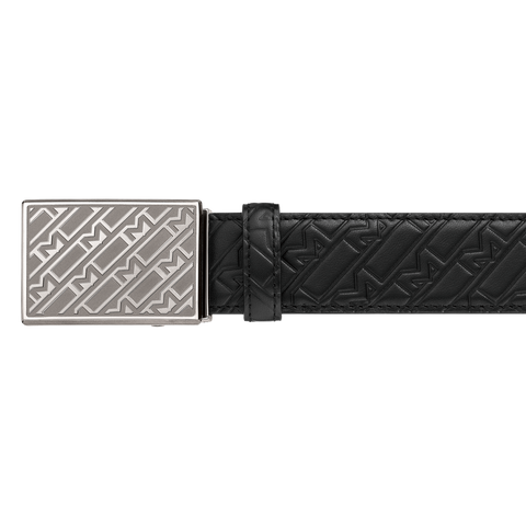 Montblanc Belt 35mm Embossed Leather Black 129451.