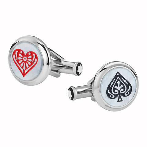Montblanc Cufflinks Meisterstuck Tribute to Around the World in 80 Days Spade & Heart D