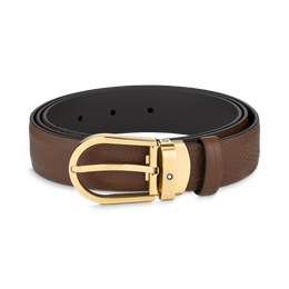 Montblanc Gold PVD Horseshoe Buckle Brown Leather 30mm Belt D