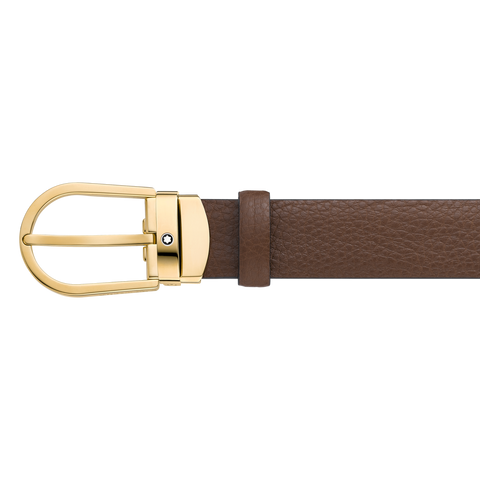 Montblanc Gold PVD Horseshoe Buckle Brown Leather 30mm Belt D