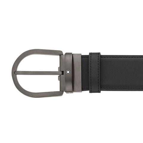 Montblanc Horseshoe Buckle 40mm Leather Reversible Belt Black Brown D