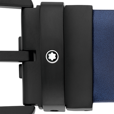 Montblanc Horseshoe Buckle Belt 35mm Blue Leather D