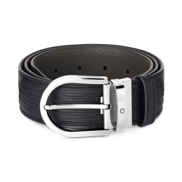 Montblanc Horseshoe Buckle Printed Black 40 mm Leather Belt 131172
