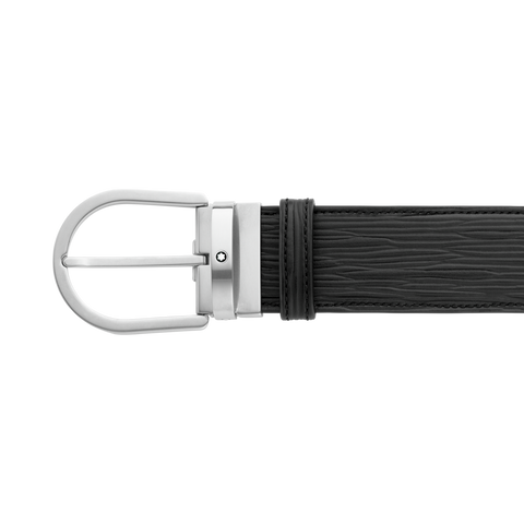 Montblanc Horseshoe Buckle Printed Black 40 mm Leather Belt 131172_2