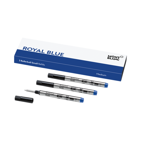 Montblanc Writing Accessories 3 Rollerball Small Refills Medium Royal Blue 128241.
