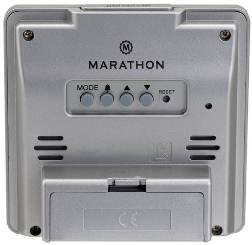 Marathon Clock Digital Desktop Day Date Temperature Alarm & Backlight Graphite Grey