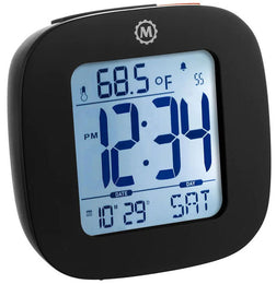 Marathon Clock Compact Alarm Temperature & Date Black CL030058-BK-00-NA
