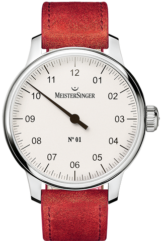 MeisterSinger Watch N.01 Silver White DM301 Suede Red