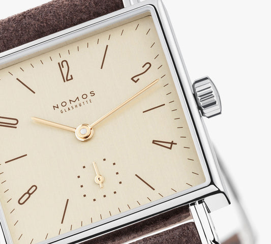 Nomos Glashutte Tetra 27 Karat Steel Back Watch