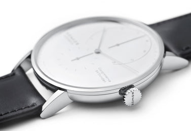 Nomos Glashutte Watch Lambda White Gold Sapphire Crystal