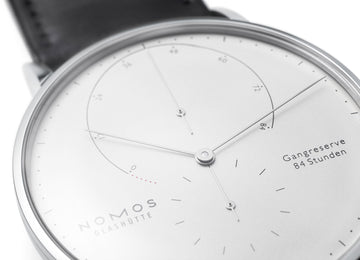 Nomos Glashutte Watch Lambda White Gold Sapphire Crystal