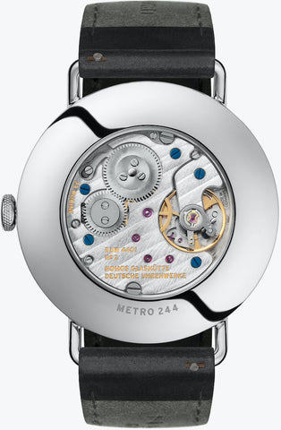 Nomos Glashutte Metro Datum Gangreserve Sapphire Crystal Watch