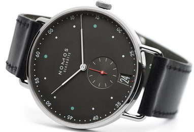 Nomos Glashutte Watch Metro 38 Datum Urban Black Sapphire Crystal