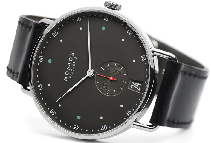 Nomos Glashutte Watch Metro 38 Datum Urban Black Sapphire Crystal
