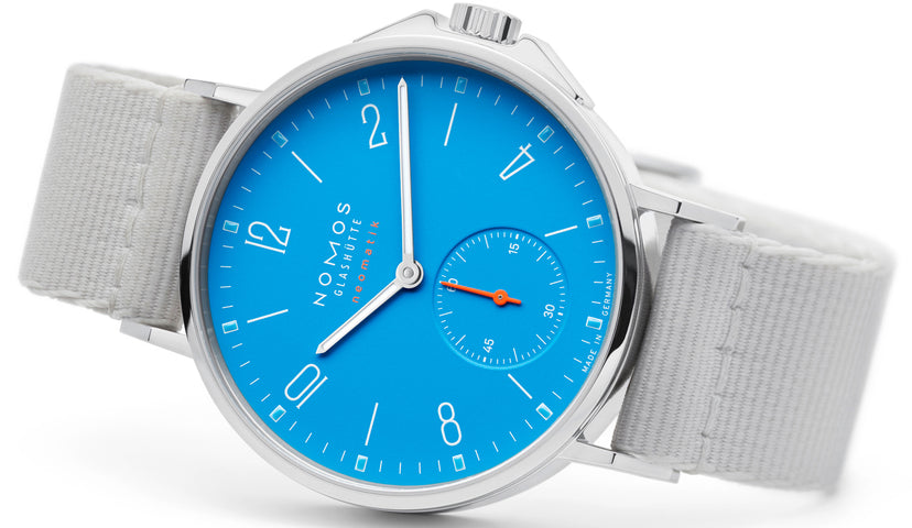 Nomos Glashutte Ahoi Neomatik Siren Blue Sapphire Crystal Watch