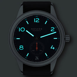 Nomos Glashutte Club Automat Datum Atlantik Sapphire Crystal Watch
