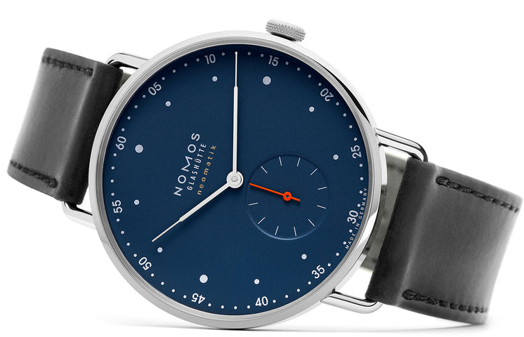 Nomos Glashutte Metro Neomatik 39 Midnight Blue Sapphire Crystal Watch