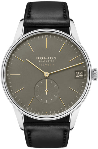 Nomos Glashutte Watch Orion Neomatik 41 Date Olive Gold Sapphire Crystal 364