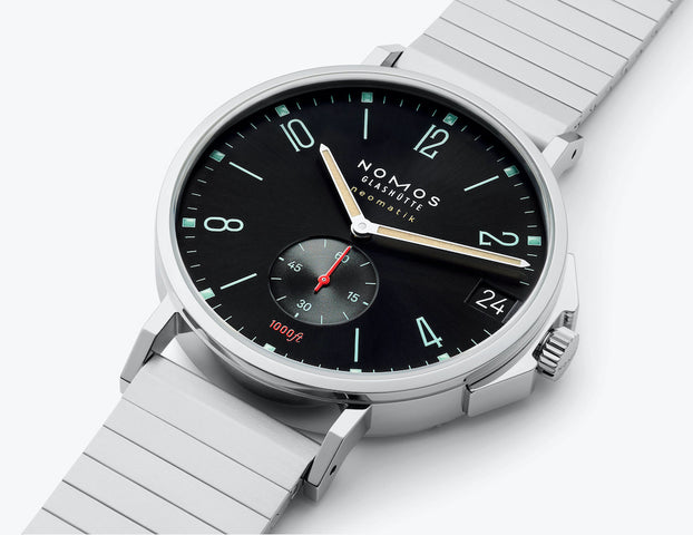 Nomos Glashutte Tangente Sport Neomatik 42 Date Marine Black Sapphire Crystal Watch