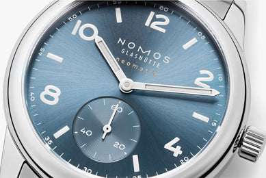 Nomos Glashutte Club Sport Neomatik Polar Blue Steel Back Watch