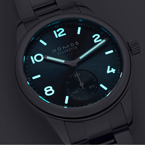 Nomos Glashutte Club Sport Neomatik Polar Blue Steel Back Watch