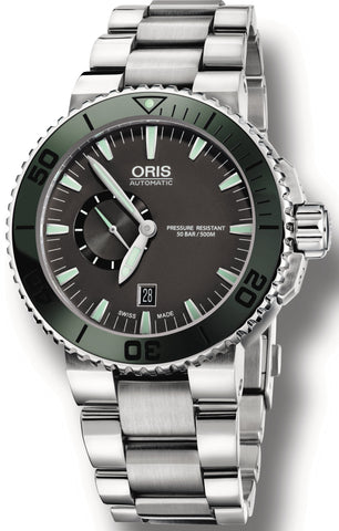 Oris Watch Aquis Date Small Second Dark Green Bracelet 01 743 7673 4157-07 8 26 01PEB