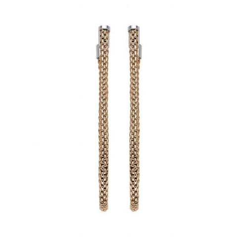 Fope Flexit Essentials 18ct Rose Gold Long Mesh Chain Earrings OR05