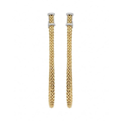 Fope Flexit Essentials 18ct Yellow Gold Diamond Long Mesh Chain Earrings OR05/BBR
